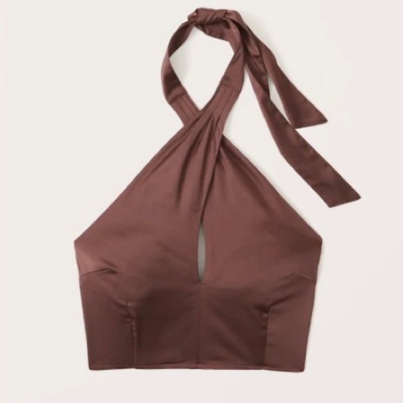 Abercrombie & Fitch Satin Cinched Midi Skirt & Cutout Halter Top - Picture 4 of 6